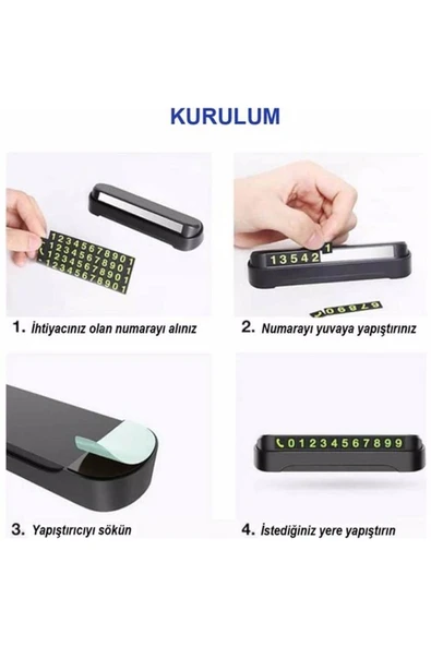 Araç Parktel Numaratör Oto Telefon Park Numaratörü Ön Cam Torpido Numaratör - Resim 3