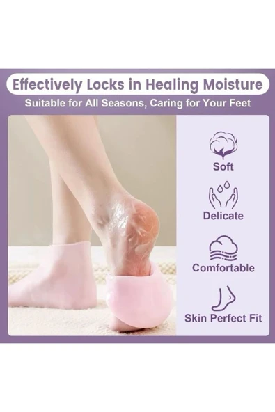 1 çift silikon jel topuk nemlendirici çorap ayak bakımı çatlama koruyucu krem çorabı - 2