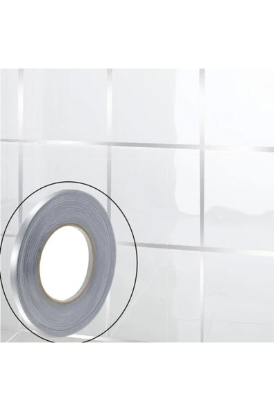 50 Metre Fayans Arası Şerit Dekoratif Yapışkan Renkli Dekor Su Geçirmez Sızdırmaz Gümüş Bant 0,5 Cm ürün görseli 1