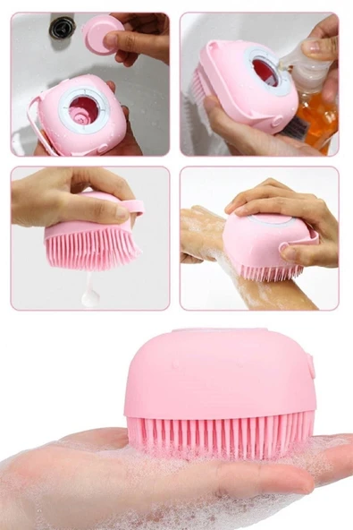 2 Adet Silikon Banyo Duş Jeli Kesesi Hazneli Şampuan Peeling Vücut Masaj Fırçası Bulaşık Yıkama Lif - 2