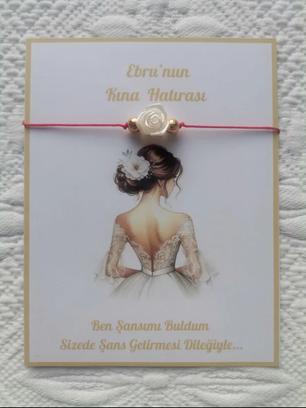72 Adet Kişiye Özel Gül İnci Model Düğün Nikah Nişan Söz Kına Hatırası Dağıtmalık Hediyelik Bileklik