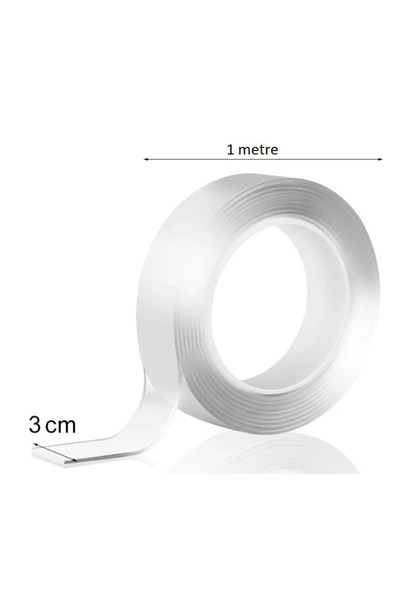1m*3cm Çift Taraflı Şeffaf Bant 1 Metre - Resim 5