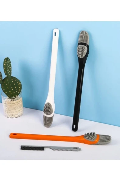 Klozet Detay Temizlik Fırçası Seti 2'li Silikon Uçlu Ve Ince Fırçalı - Resim 2