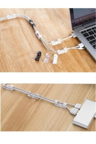 Kablo Sabitleyici Klipsler 20 Adet Kablo Düzenleyici Duvar Fayans Cam Kablo Tutucu Yapışkanlı Klips - Resim 2