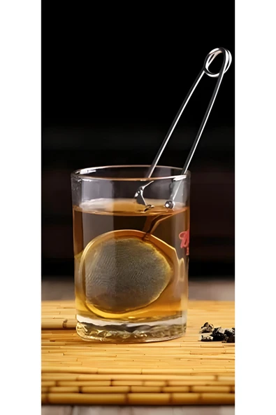 Paslanmaz Çelik Bitki Çayı Süzgeci Yeşil Çay Demleme Süzgeci - Maşalı Bitki Çayı Süzgeç - Resim 3