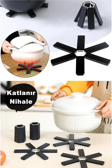 Katlanabilir Isıya Dayanıklı Silikon Nihale Kaymaz Tencere Altlığı ürün görseli 1