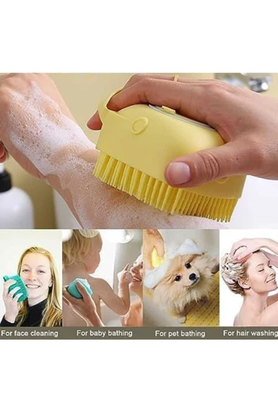 Silikon Banyo Duş Jeli Kesesi Hazneli Şampuan Peeling Vücut Masaj Fırçası - 1