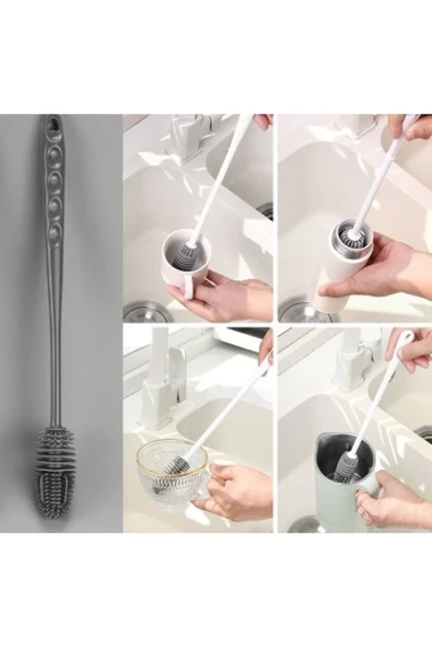 Pamhome Uzun Saplı Silikon Biberon Ve Kavanoz Yıkama Fırçası ürün görseli 1