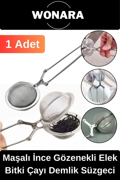 Özel Üretim Paslanmaz Çelik Maşalı İnce Gözenekli Elek Geniş Kulplu Bitki Çayı Demlik Süzgeci 1 Adet ürün görseli 1