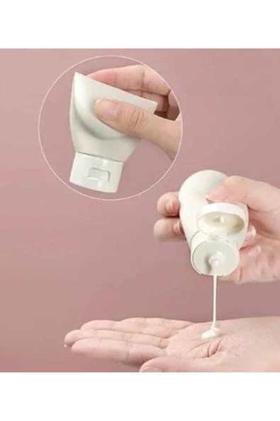 Seyahat Tipi Doldurulabilir Krem Şampuan Kutusu 3 lü Set - Resim 2