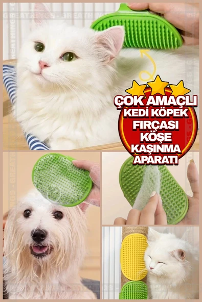 Kedi, Köpek Silikon Yıkama ve Tüy Toplama Aparatı | Ayarlanabilir Evcil Hayvan Köşe Kaşınma Aparatı ürün görseli
