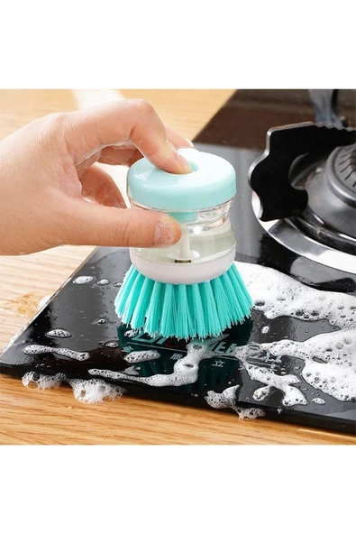 Deterjan Hazneli Kullanışlı Banyo Bulaşık Fırçası Butonlu Kullanım - Resim 4