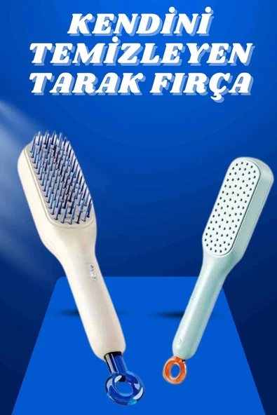 Kendi Kendini Temizleyen Otomatik Tuşlu Saç Tarağı Dolaşık Açıcı Masaj Fırçası Silikon Fırça ürün görseli 1