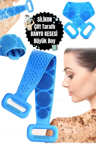 Lekeleri Çıkartan Duş Banyo Sırt Kesesi Tutacaklı Banyo Silikon Kesesi 70 Cm Lif Kesim Kese Fırçası ürün görseli 1