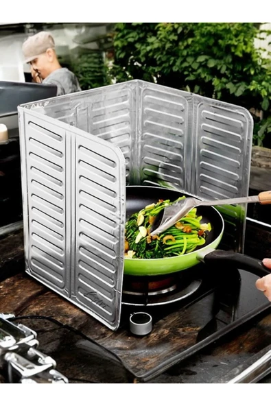 Ocak Çevresi Yağ Sıçrama Koruyucu, Ocak Koruyucu, Kamp Rüzgar Kesici, Alüminyum folyo Paravan - Resim 3