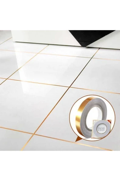 Duvar Dekor 1 Cm 50 Metre Altın Sarısı Fayans Arası Şerit Bant Dekoratif Dekor Bant ürün görseli 1