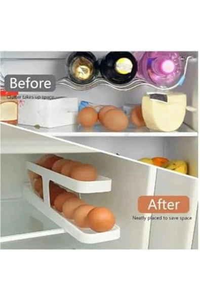 erhnshop 2 Katlı Otomatik Buzdolabı Yumurta Standı Yumurtalık Rafı Saklama Kabı Buzdolabı Org - Resim 2