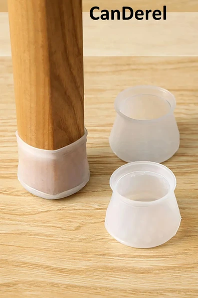 Masa Ve Sandalye Ayak Koruyucu Beyaz Silikon 12 Adet Zemin Koruyucu Silikon Pabuç - Resim 2