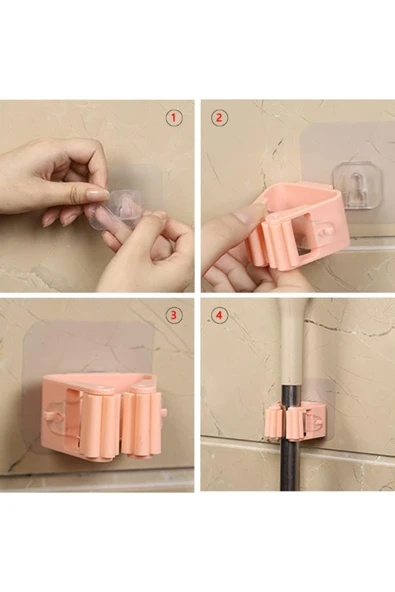 Mop Askısı Pratik Süpürge Ve Paspas Tutucu Duvar Askısı 4 Adet - Resim 6