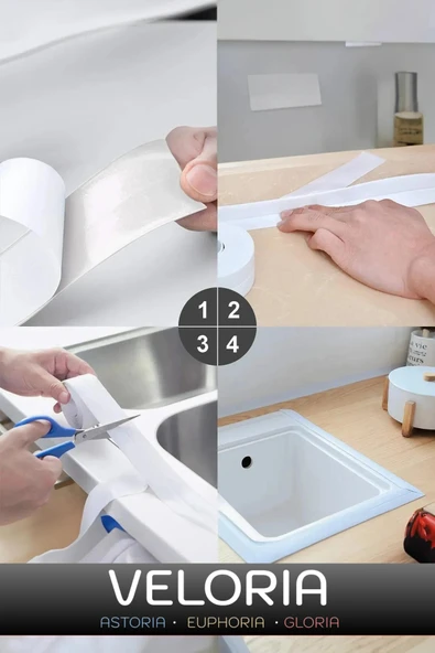 Özel Seri Sızdırmaz Su Geçirmez Dayanıklı Lavabo Pvc Kenar Küf Önleyici 3.2 m İzolasyon Bant 2 Adet - Resim 3