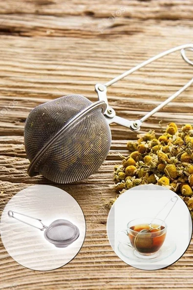 Paslanmaz Çelik Pratik 2'li Bitki Çayı Süzgeci Yeşil Çay Demleme Süzgeci Maşalı Bitki Çayı Süzgeci - Resim 5