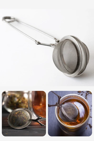 Paslanmaz Çelik Bitki Çayı Demleme Süzgeci Maşalı Çay Süzgeci - Resim 2
