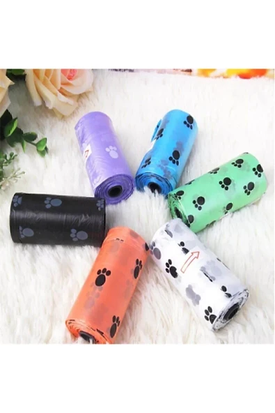 Evcil Hayvan Kedi Köpek Dışkı Poşeti Kaka Toplama Rulosu Torbası Poşeti 3 Rulo 180 Adet ürün görseli