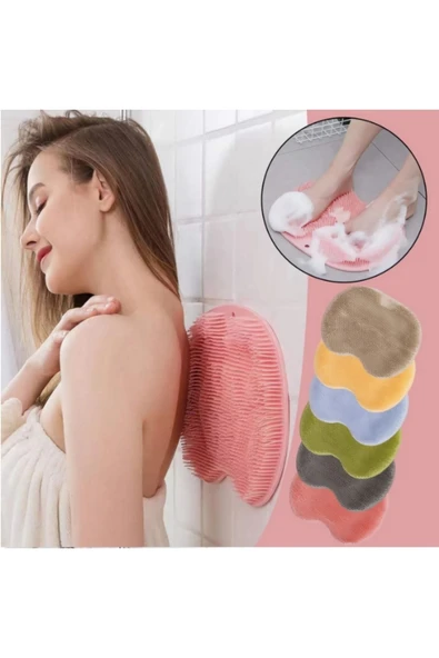 Pratik Silikon Vantuzlu Banyo Fırçası Masaj Pedi Sırt Ayak Kesesi Yıkama Aleti | Sırt Lifi Ayak Matı ürün görseli 1