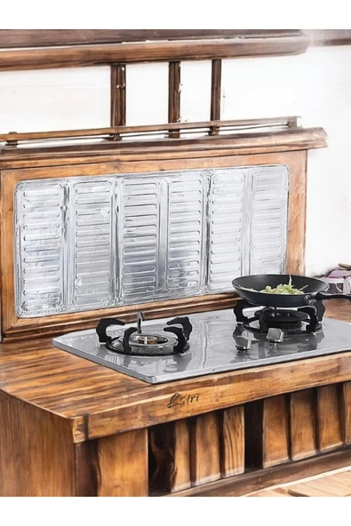 Ocak Çevresi Yağ Sıçrama Koruyucu, Ocak Koruyucu, Kamp Rüzgar Kesici, Alüminyum folyo Paravan - Resim 4