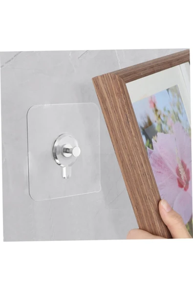 Kapı Arkası Elbise Askısı Kendinden Yapışkanlı Şeffaf Vidalı Havlu Askısı 4 Adet - Resim 5