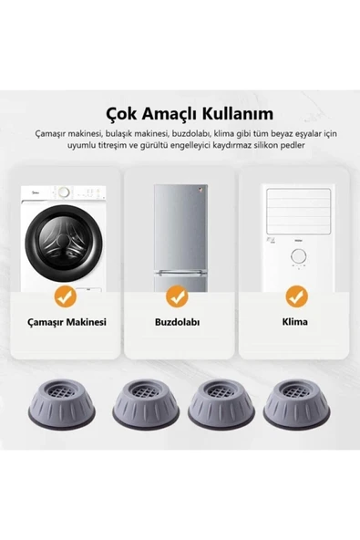 Gri Çamaşır Makinesi Titreşim Engelleyici Stoper 4 Lü Set Masa Ayakları Çok Renkli TR Tehlikeli Deği - 2