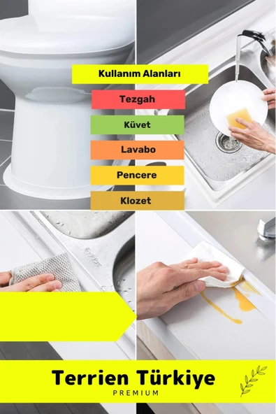 Duş Pvc Lavabo Küvet Tezgah Banyo Mutfak Pencere 3,2 Mt 2 Adet Su Sızdırmaz Geçirmez Yalıtım Bant - Resim 4