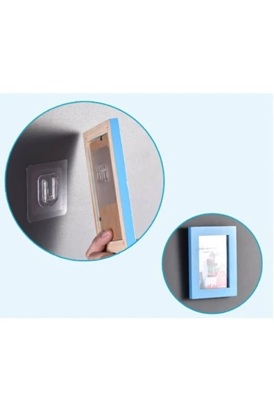 Çift Taraflı Yapışkanlı Geçmeli Klips Eşya Sabitleme Askısı Şeffaf Duvar Kancası 2 Li Set - Resim 2