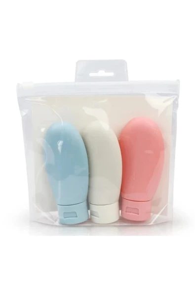 Pratik Seyahat Tipi Doldurulabilir Krem Şampuan Kutusu 3 Lü Set - Resim 3