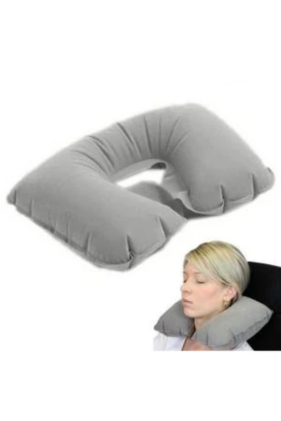 Seyahatlerinizde Artık Rahat Edeceksiniz.. Gri Ve Lacivert Renk Seçeneği İle Şişme Seyahat Yastığı ürün görseli