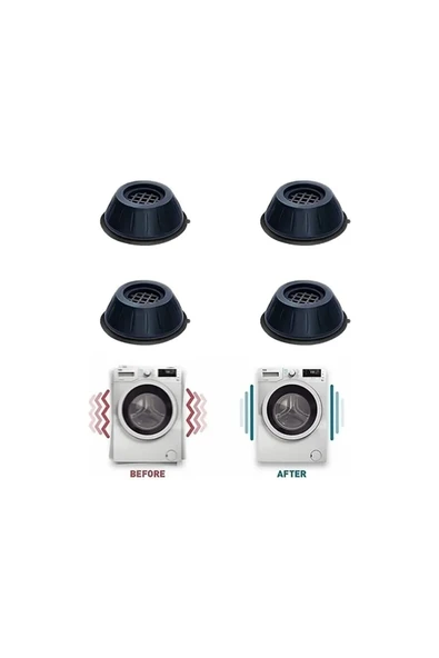 Gürültü Engelleyici Ve Kaymaz Titreşim Önleyici Kauçuk Ayak Pedleri 4'lü Çamaşır Makinesi Stoper - Resim 4