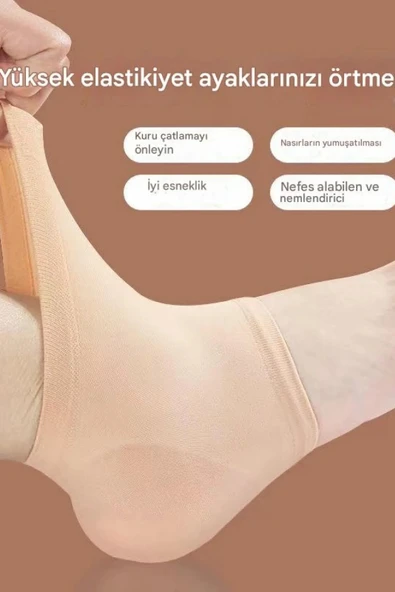 Rahatlatıcı Nemlendirici Silikon Topuk Çorabı Çatlak Ve Topuk Ağrısı Önleyici Ayak Bakım Masaj Çorap - 3