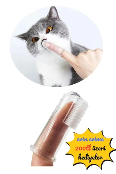 Kedi Silikon Diş Kaşıyıcı Parmak Diş Fırçası Kutulu 1 Adet