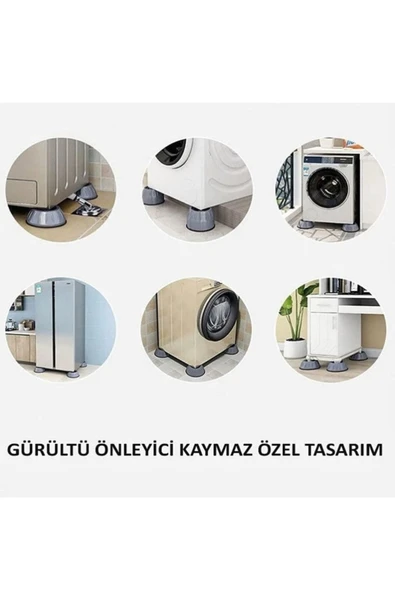 Gürültü Ve Titreşim Engelleyici Kaymaz Kauçuk Çamaşır Bulaşık Makinesi Ayak Pedi Stoper 4 Adet - Resim 6