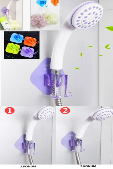 Osso Kendinden Yapışkanlı Lif Askılı Duş Başlığı Tutucu 2 Kademeli Çift Askılı Banyo Organizer ürün görseli 1