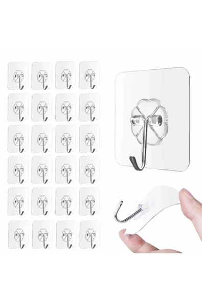 Kendinden Yapışkanlı Şeffaf Askı 5 Li Set - Resim 3