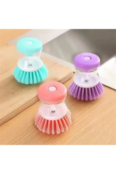 Pratik Sıvı Deterjan Hazneli Bulaşık Fırçası Hazneli Mutfak Banyo Lavabo Yıkama Fırçası 1 Adet - Resim 2
