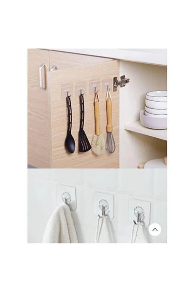 Kendinden Yapışkanlı Şeffaf Askı Metal Kanca Askılık 2 Adet - Resim 3