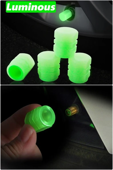Fosforlu Yeşil Gece Sibop Kapağı Seti Tekerlekler İçin Dayanıklı Estetik Kapaklarla Gece Görünürlüğü - Resim 2