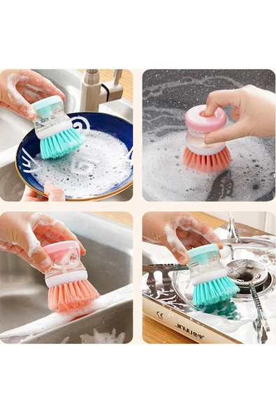 Deterjan Hazneli Kullanışlı Banyo Bulaşık Fırçası Butonlu Kullanım - Resim 6