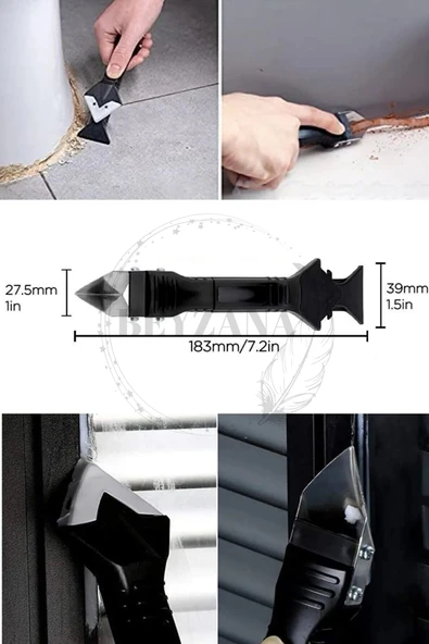 Fayans Derz Dolgu Silikon Kazıyıcı Sıyırıcı Ve Uygulayıcı 3 Ü 1 Arada Aparat - Resim 3