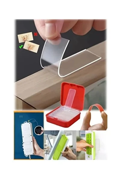 Ekstra Güçlü Şeffaf Çift Taraflı Bant Seti-60 Parça-pratik Kutuda - Resim 2