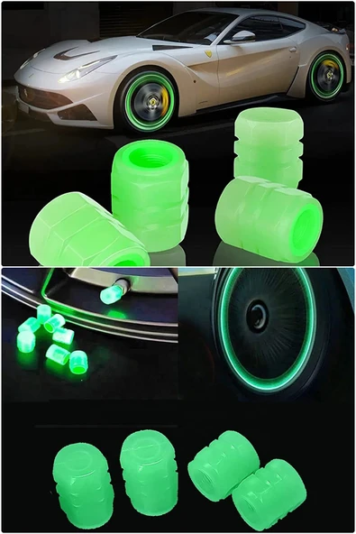Fosforlu Yeşil Gece Sibop Kapağı Seti Tekerlekler İçin Dayanıklı Estetik Kapaklarla Gece Görünürlüğü - Resim 4