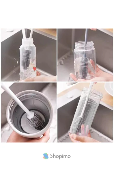 Silikon Cam Şişe Bardak Kavanoz Biberon Yıkama Fırçası Çok Fonksiyonlu Bulaşık Temizleme Fırçası - 6