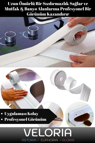 Özel Seri Sızdırmaz Su Geçirmez Dayanıklı Lavabo Pvc Kenar Küf Önleyici 3.2 m İzolasyon Bant 2 Adet - Resim 4